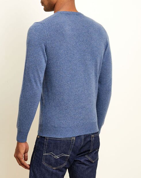 Pull 100% Cachemire col rond London bleu denim