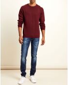 Pull 100% Cachemire col rond Olivier bordeaux