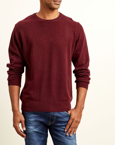 Pull 100% Cachemire col rond Olivier bordeaux