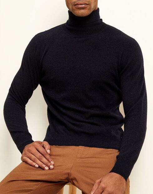 Pull 100% Cachemire col roulé Orlando bleu marine