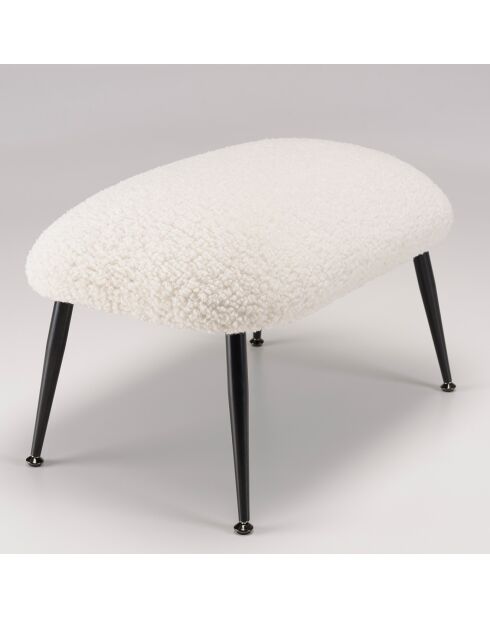 Tabouret cosy tissu bouclette Albane blanc - 60x40x40 cm