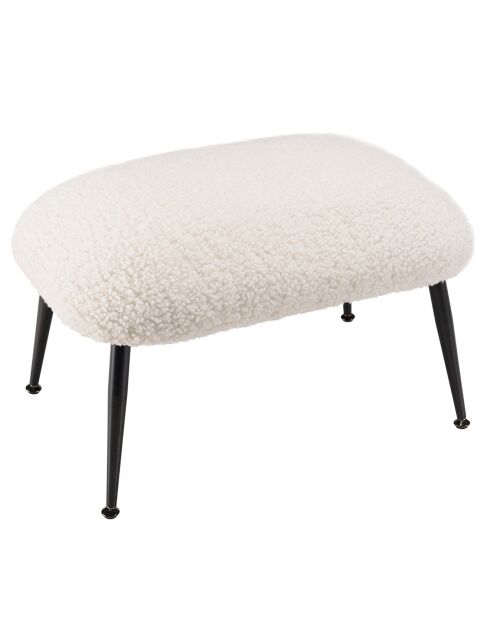 Tabouret cosy tissu bouclette Albane blanc - 60x40x40 cm