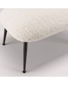 Tabouret cosy tissu bouclette Albane blanc - 60x40x40 cm