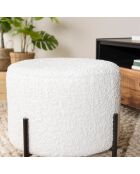 Tabouret rond tissu bouclette Albane blanc - 40x40 cm