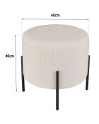 Tabouret rond tissu bouclette Albane blanc - 40x40 cm