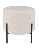 Tabouret rond tissu bouclette Albane blanc - 40x40 cm