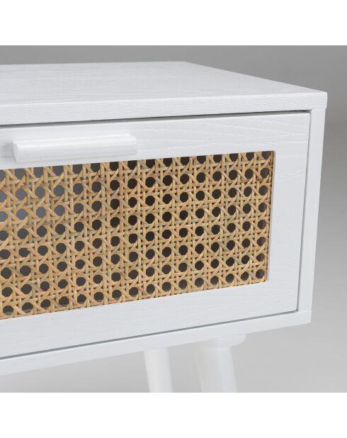 Chevet cannage rotin Sandro blanc - 40x30x55 cm