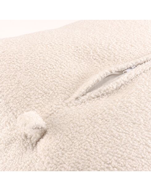 Pouf carré tissu bouclette Albane blanc - 53x53 cm