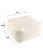 Pouf carré tissu bouclette Albane blanc - 53x53 cm