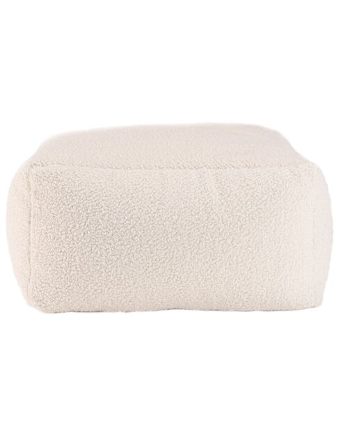 Pouf carré tissu bouclette Albane blanc - 53x53 cm