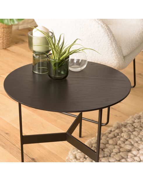 Table basse ronde Daly noire - 50x50 cm