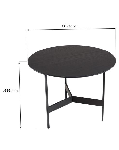 Table basse ronde Daly noire - 50x50 cm