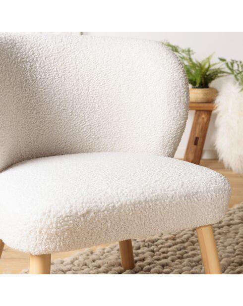 Fauteuil en tissu bouclette Albane blanc - 61x58x68 cm