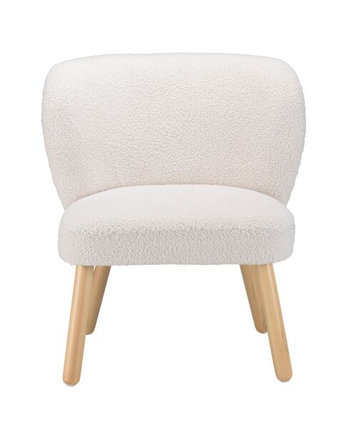 Fauteuil en tissu bouclette Albane blanc - 61x58x68 cm