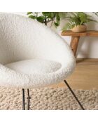 Fauteuil bouclette pieds croisés Albane blanc - 72x64x69 cm