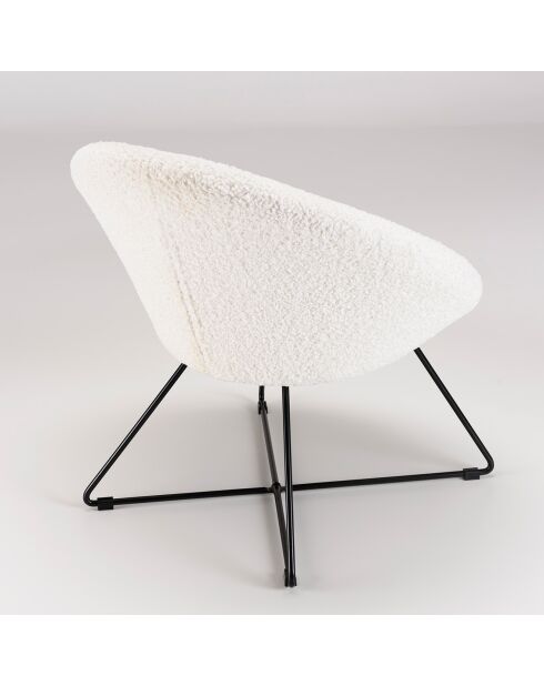 Fauteuil bouclette pieds croisés Albane blanc - 72x64x69 cm