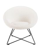 Fauteuil bouclette pieds croisés Albane blanc - 72x64x69 cm