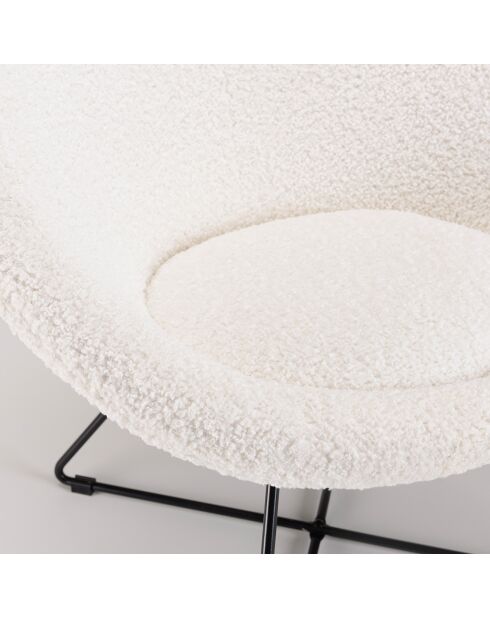 Fauteuil bouclette pieds croisés Albane blanc - 72x64x69 cm