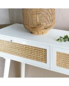 Console cannage rotin Sandro blanche - 110x33x81 cm