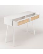 Console cannage rotin Sandro blanche - 110x33x81 cm