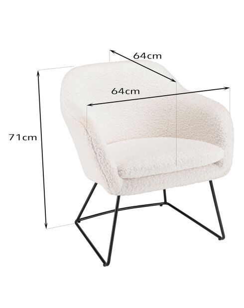 Fauteuil urban bouclette Albane blanc - 63x62x70 cm