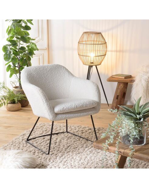 Fauteuil urban bouclette Albane blanc - 63x62x70 cm