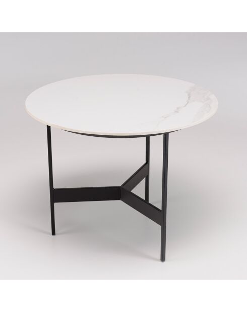 Table basse ronde effet marbre Daly noir/blanc - 50x50 cm