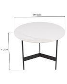 Table basse ronde effet marbre Daly noir/blanc - 50x50 cm