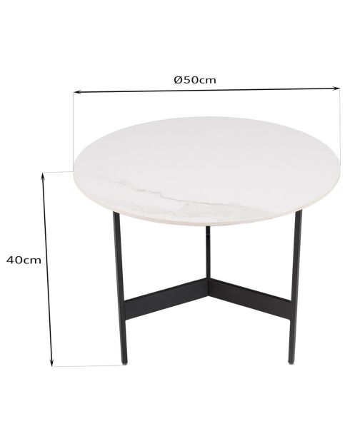 Table basse ronde effet marbre Daly noir/blanc - 50x50 cm