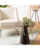 Table d'appoint ronde pied conique métal Daly noire - 50x50 cm