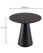 Table d'appoint ronde pied conique métal Daly noire - 50x50 cm