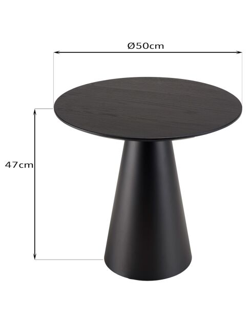 Table d'appoint ronde pied conique métal Daly noire - 50x50 cm