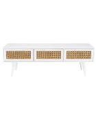 Meuble TV cannage rotin Sandro blanc - 120x40x39.5 cm