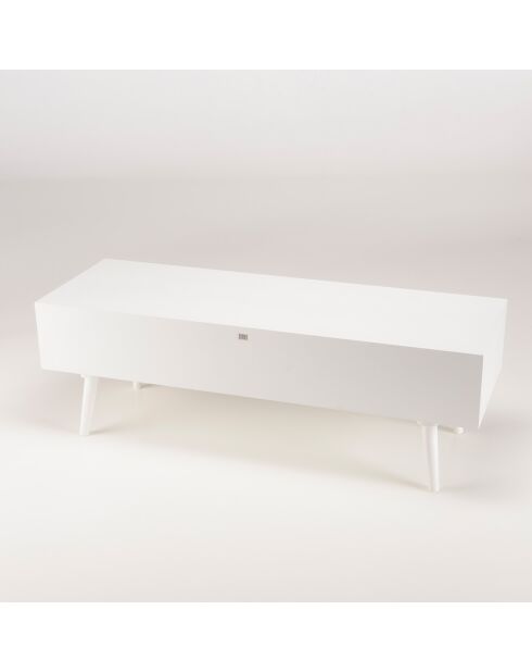 Meuble TV cannage rotin Sandro blanc - 120x40x39.5 cm