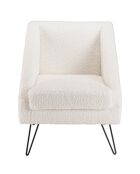 Fauteuil tissu bouclette pieds épingles Albane blanc - 62x64x76 cm