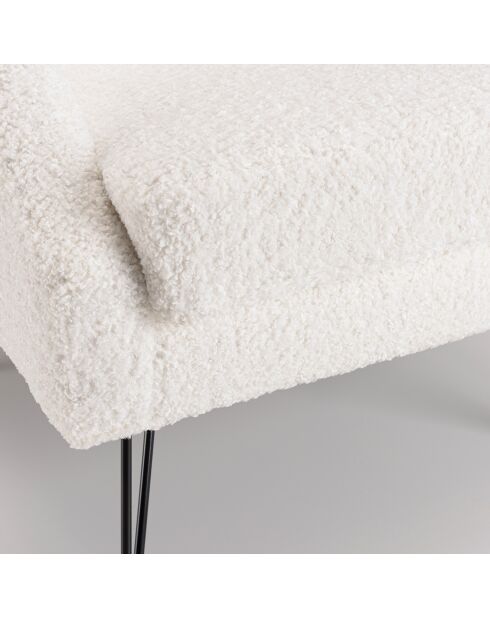 Fauteuil tissu bouclette pieds épingles Albane blanc - 62x64x76 cm