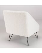 Fauteuil tissu bouclette pieds épingles Albane blanc - 62x64x76 cm