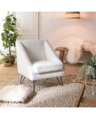 Fauteuil tissu bouclette pieds épingles Albane blanc - 62x64x76 cm