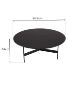 Table basse ronde Daly noire - 78x78 cm