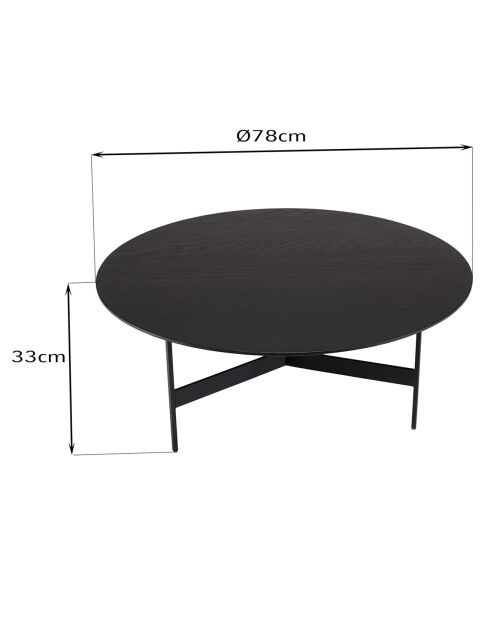 Table basse ronde Daly noire - 78x78 cm