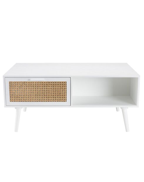 Table basse cannage rotin Sandro blanche - 100x60x40 cm