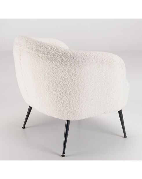 Fauteuil cosy tissu bouclette Albane blanc - 76x70x69 cm