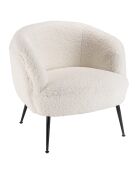 Fauteuil cosy tissu bouclette Albane blanc - 76x70x69 cm