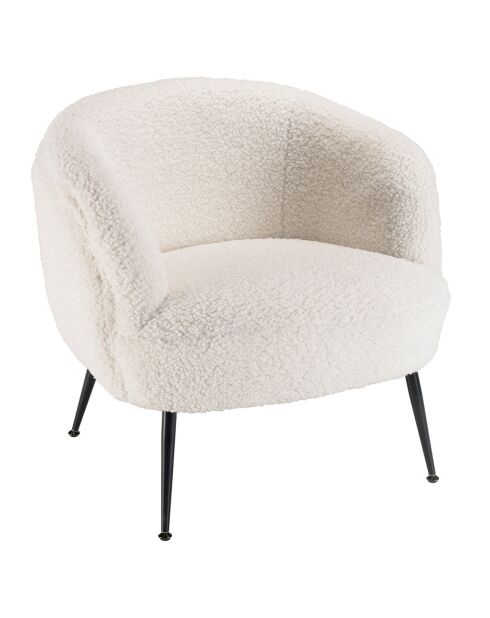 Fauteuil cosy tissu bouclette Albane blanc - 76x70x69 cm