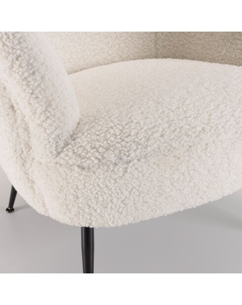 Fauteuil cosy tissu bouclette Albane blanc - 76x70x69 cm