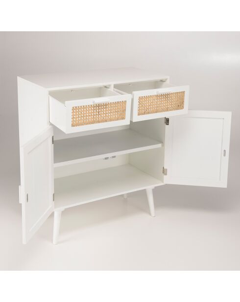 Buffet cannage rotin Sandro blanc - 75x38x85 cm