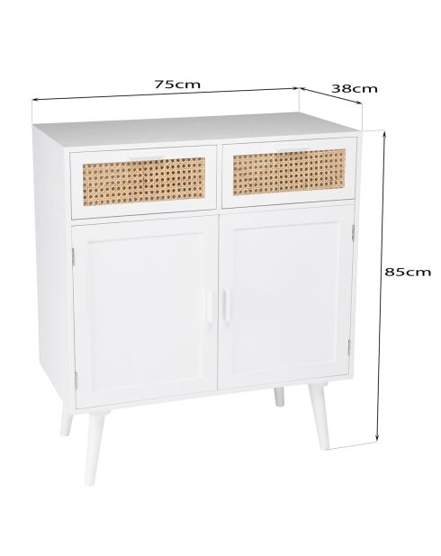 Buffet cannage rotin Sandro blanc - 75x38x85 cm