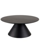 Table basse ronde pied conique métal Daly noire - 78x78 cm