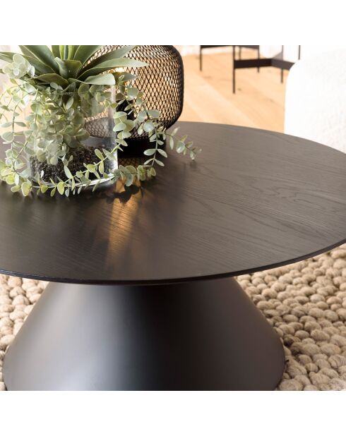 Table basse ronde pied conique métal Daly noire - 78x78 cm