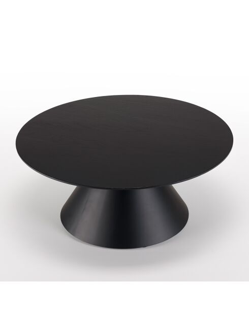 Table basse ronde pied conique métal Daly noire - 78x78 cm